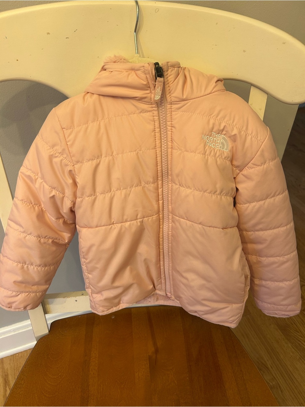 The North Face Kids Light Pink Hooded Puffer Jacket